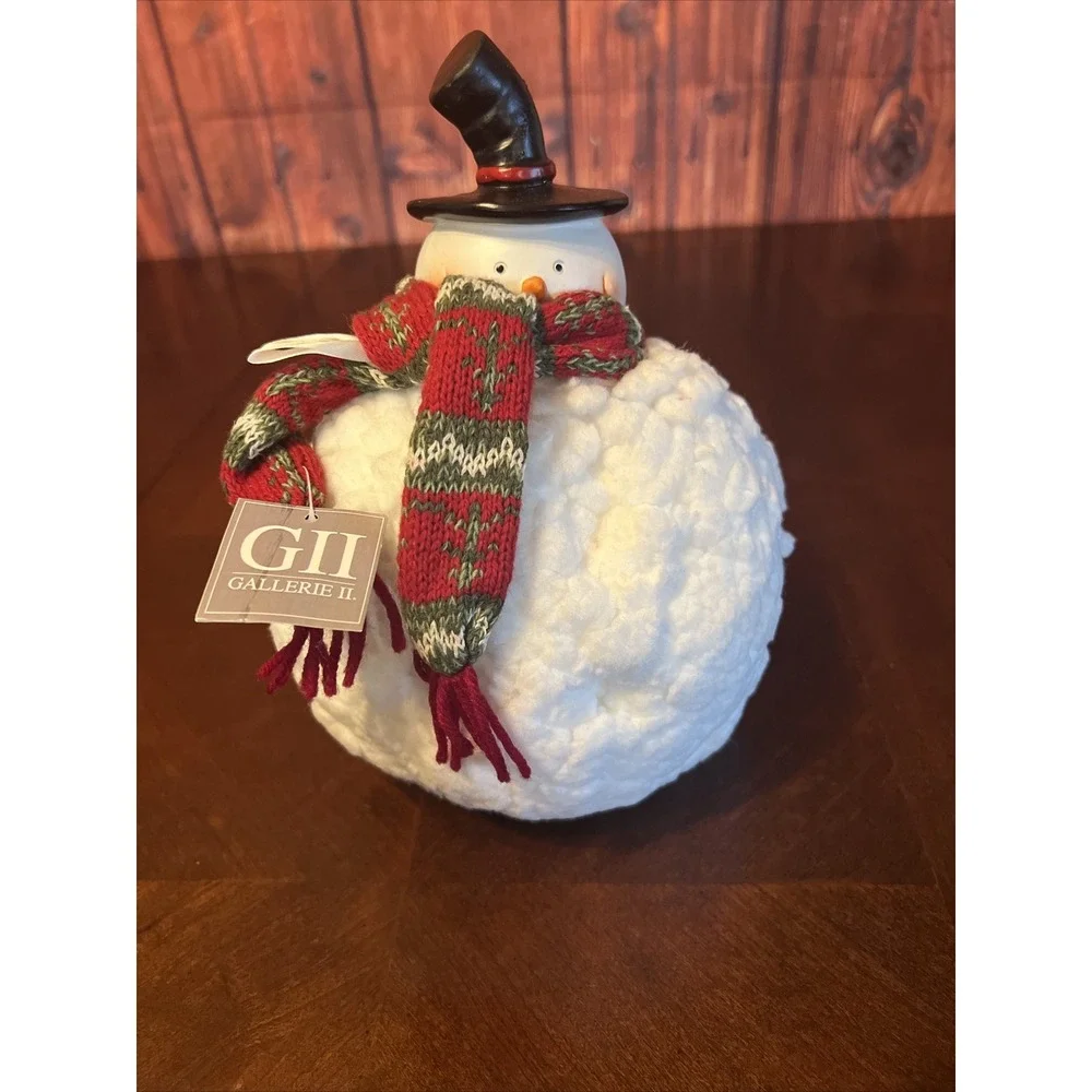 Christmas Snowman With Top Hat‎ And Scarf Gallerie II Decor Holidays